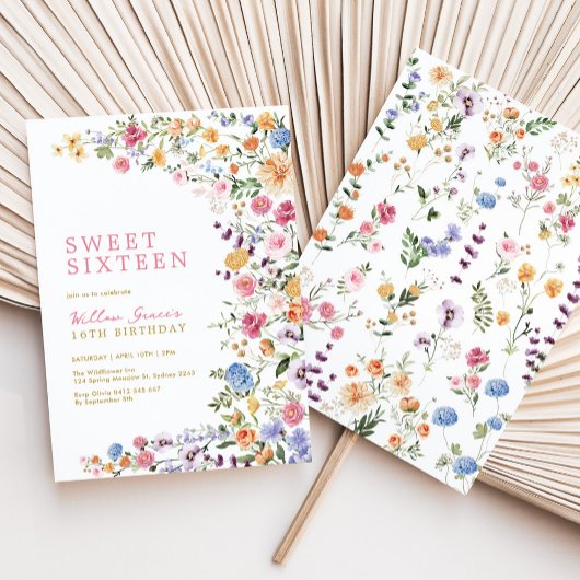 Watercolor Wildflower Meadow Sweet 16 Kaart