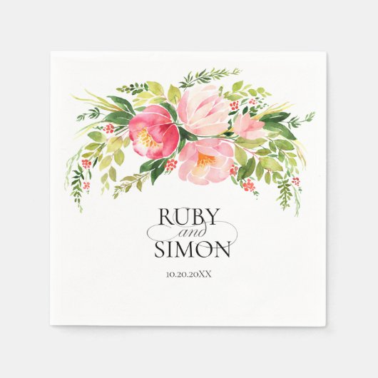 watercolor wildflower meadow wreath wedding servet (Voorkant)