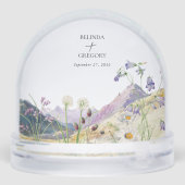 Watercolor Wildflower Mountain Wedding Favor Sneeuwbol (Achterkant)