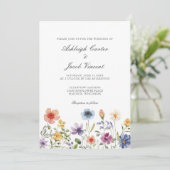 Watercolor Wildflower Pretty Spring Garden Wedding Kaart (Staand voorkant)