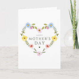 Watercolor Wildflower Shaped Heart Mother's Day Kaart