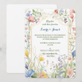 Watercolor Wildflower Spring Garden Floral Wedding Kaart (Voorkant / Achterkant)