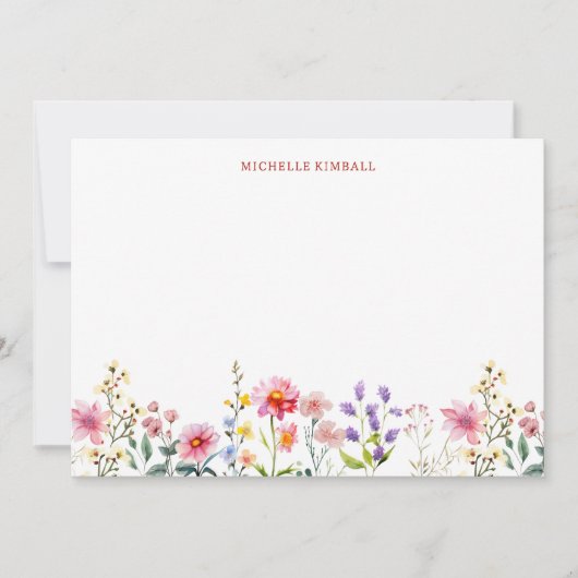 Watercolor Wildflower Spring Summer  Notitiekaartje (Voorkant)