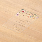 Watercolor Wildflower Wedding Acryl Uitnodigingen (Laagn)