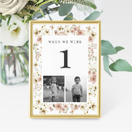 Watercolor Wildflower Wedding Age Table Number Kaart