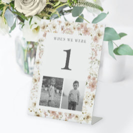 Watercolor Wildflower Wedding Age Table Number Reclamebord Met Voetstuk