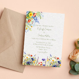 Watercolor Wildflower Wedding Invitation Kaart
