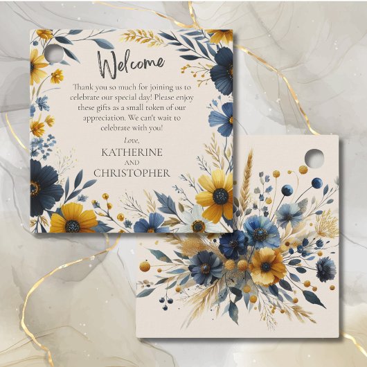 Watercolor Wildflower Wedding Welcome Gift Basket Bedankjes Labels