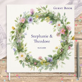 Watercolor Wildflower Wreath Personalized Wedding Gastenboek