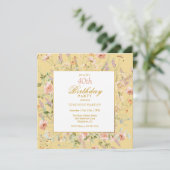 Watercolor Wildflowers 40th Yellow Birthday Kaart (Staand voorkant)