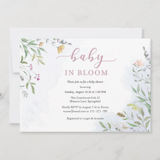 Watercolor Wildflowers Baby Shower Invitation Kaart