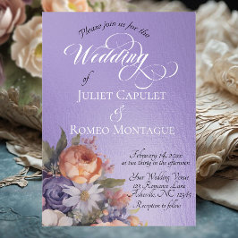 Watercolor Wildflowers - Blue Lilac Folie Uitnodiging