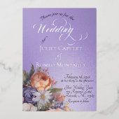 Watercolor Wildflowers - Blue Lilac Folie Uitnodiging (Voorkant)