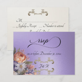Watercolor Wildflowers - Blue Lilac RSVP Kaartje