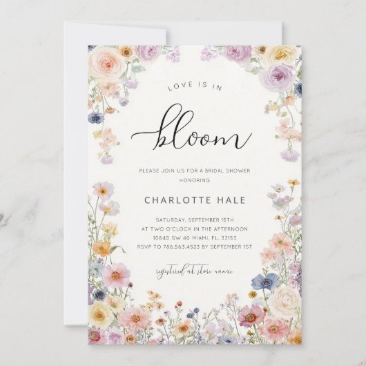 Watercolor Wildflowers Bridal Shower Kaart (Voorkant)