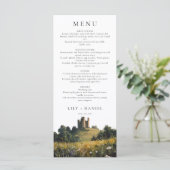 Watercolor Wildflowers Floral Castle Wedding Menu (Staand voorkant)