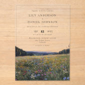 Watercolor Wildflowers Floral Meadow Wedding Acryl Uitnodigingen (Voorkant)