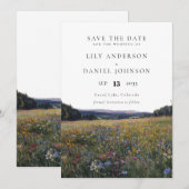 Watercolor Wildflowers Floral Meadow Wedding Save The Date (Voorkant / Achterkant)