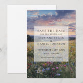 Watercolor Wildflowers Floral Meadow Wedding Save The Date (Voorkant / Achterkant)
