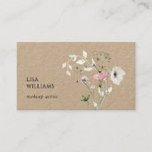 Watercolor Wildflowers Kraft Visitekaartje (Voorkant)