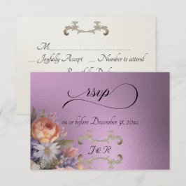 Watercolor Wildflowers - Lavender RSVP Kaartje