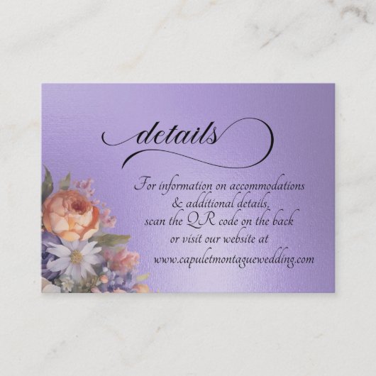 Watercolor Wildflowers, QR Code - Blue Lilac Informatiekaartje (Voorkant)