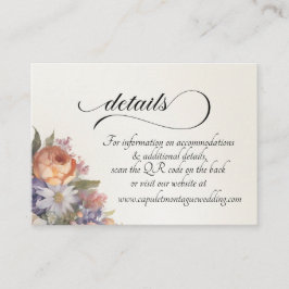 Watercolor Wildflowers, QR Code - Ivory Informatiekaartje