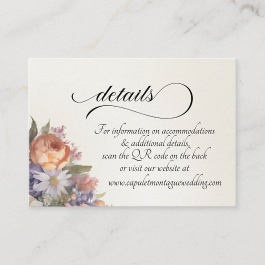 Watercolor Wildflowers, QR Code - Ivory Informatiekaartje (Voorkant)
