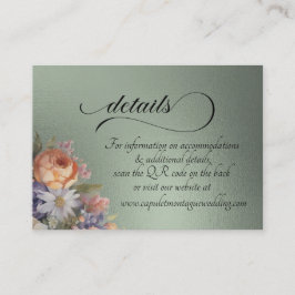 Watercolor Wildflowers, QR Code - Sage Informatiekaartje