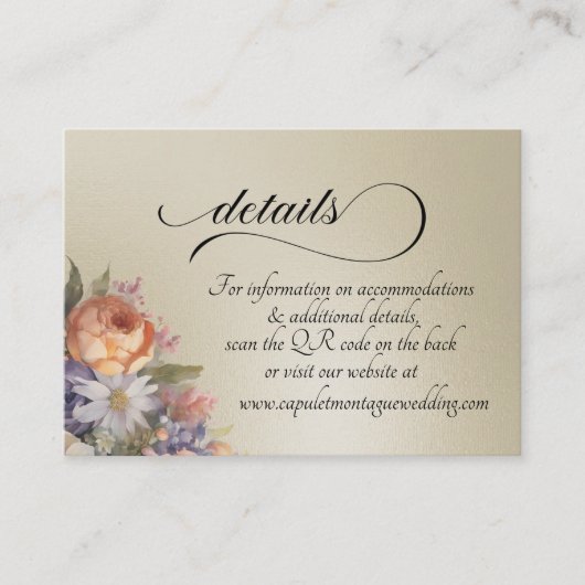 Watercolor Wildflowers, QR Code - Wheat Informatiekaartje (Voorkant)