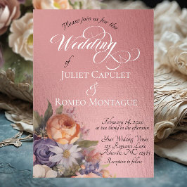 Watercolor Wildflowers - Rose-Gold Folie Uitnodiging