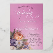 Watercolor Wildflowers - Rose Pink Folie Uitnodiging (Voorkant)