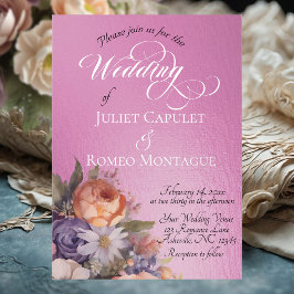 Watercolor Wildflowers - Rose Pink Folie Uitnodiging