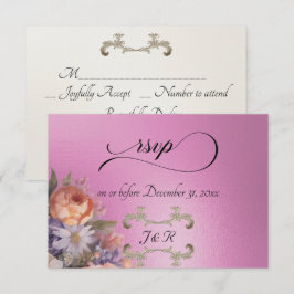 Watercolor Wildflowers - Rose Pink RSVP Kaartje