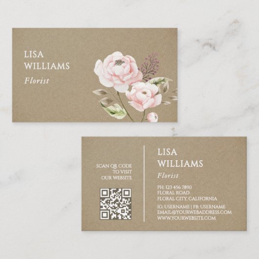 Watercolor Wildflowers Rusty Visitekaartje (Voorkant / Achterkant)