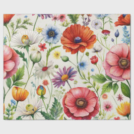 Watercolor Wildflowers Seamless Decoupage Paper Cadeaupapier