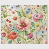 Watercolor Wildflowers Seamless Decoupage Paper Cadeaupapier (Vlak)