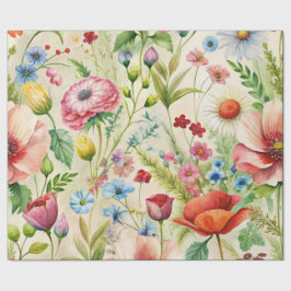Watercolor Wildflowers Seamless Decoupage Paper Cadeaupapier
