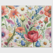Watercolor Wildflowers Seamless Decoupage Paper Cadeaupapier (Vlak)