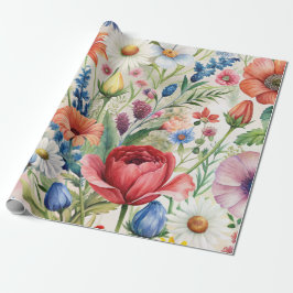 Watercolor Wildflowers Seamless Decoupage Paper Cadeaupapier