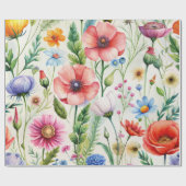 Watercolor Wildflowers Seamless Decoupage Paper Cadeaupapier (Vlak)