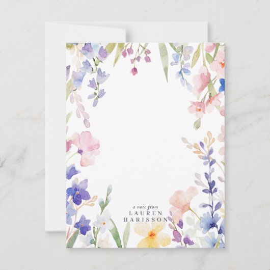 Watercolor Wildflowers Stationery Note Card Kaart (Voorkant)