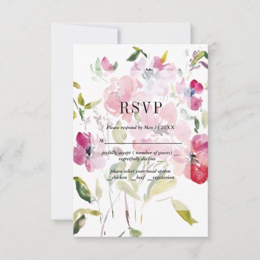 Watercolor Wildflowers Weddinge RSVP Card