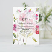 Watercolor Wildflowers Weddinge RSVP Card Kaartje (Staand voorkant)