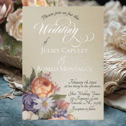 Watercolor Wildflowers - Wheat Folie Uitnodiging