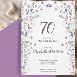 Watercolor Wildflowers Women's 70th Birthday  Kaart