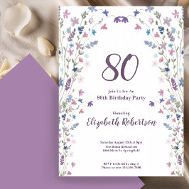 Watercolor Wildflowers Women's 80th Birthday  Kaart