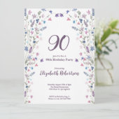 Watercolor Wildflowers Women's 90th Birthday Kaart (Staand voorkant)