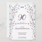 Watercolor Wildflowers Women's 90th Birthday Kaart (Voorkant)