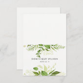 Watercolor Wildgroen blad Bruiloft plaatskaart I (Voorkant / Achterkant)